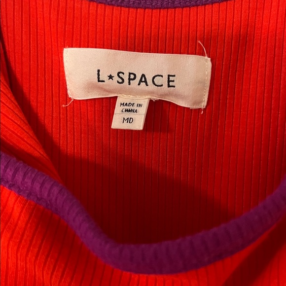 Lspace Libra cutout ribbed midi dress - in color pimento and berry sz m - Picture 5 of 7